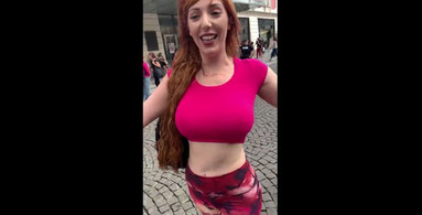 Lauren Phillips nude in public and she's ready to cum as well