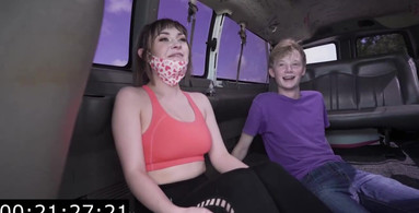 Ava Sinclaire is happy to get screwed while driving around in a van