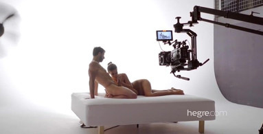 Leggy babe Charlotta Hegre featured in a BTS making of porn movie