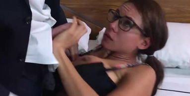 Business Trip XXX Good looking girl in glasses can't resist his dick
