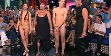 Fully naked people showing on a random Spanish TV show