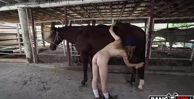 Super sexy horse girl getting fucked at the ranch