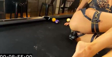 Saucy slut in BDSM gear training her little butthole