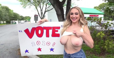 Showing your big tits is one way to make people vote