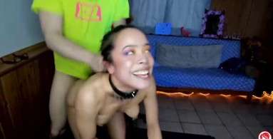 Camgirl dances naked for her dominant partner