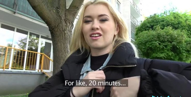 Cute blonde student banged in exchage for money