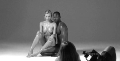 Black man and a caucasian model are posing nude