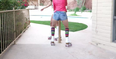 Rollerblading outdoors and relaxing at home with lesbian stuff