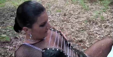 Facefucking and screwing the piss loving MILF in the outdoors MFM