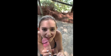My first public blowjob - almost caught with cum on my face (Eva Elfie)