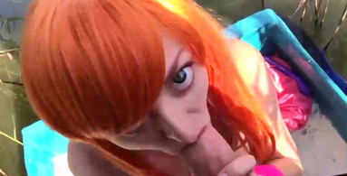 Redhead Girl Doing Blowjob on a Boat