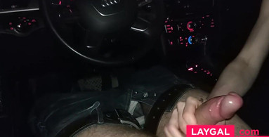 Sexy babe gives head in Audi at night Part I