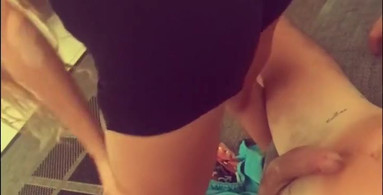 Bubblebutt in tiny sport pants bouncing on my dick