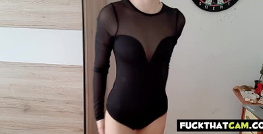 Stripping out of bodysuit and playing with my pussy