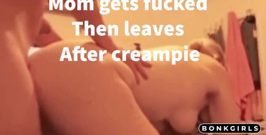 Mom wakes up sneaks in room and gets fucked doggy and creampie