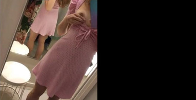 In the fitting room of H&M I touch my small Tits and pussy
