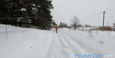 Russian Nude Girl in the Winter Forest