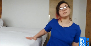Hot Nerdy Nurse with Glasses Deepthroat Blowjob and her Ass spanked