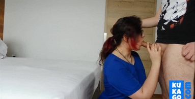 Hot Nerdy Nurse with Glasses Deepthroat Blowjob and her Ass spanked