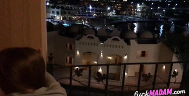 Hot Teens Fuck On The Balcony Of The Resort at Night