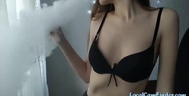Smoking hot blonde gets naked on webcam