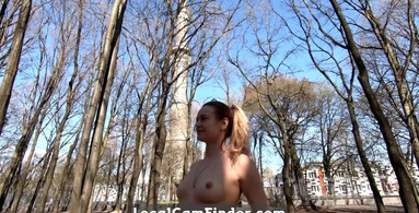 Bare-chested walk in the spring park