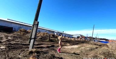 NAKED RUSSIAN GIRL WALKS ON THE FARM