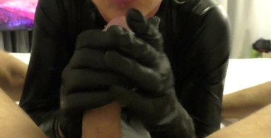Blow Job and ForesSkin play by my tongue and Hand Job in Latex Gloves