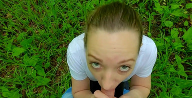 Risky Public Blowjob in the Forest - Amateur Russian Babe