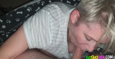 Blonde MILF Amateur Blowjob and Cum in Mouth POV